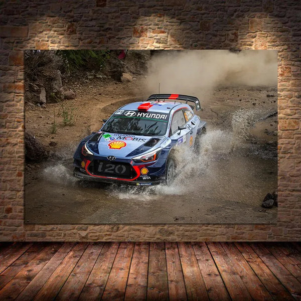 Touteladeco / Tableau Art / Voiture / i20 Coupe WRC Rally / Décoration Murale / Décoration de maison / Moderne