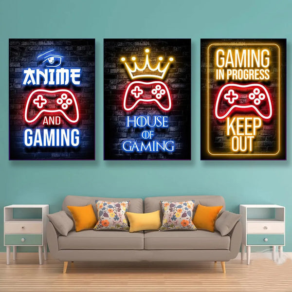 Touteladeco / Tableau / Toile / GAMING / GEEK / Décoration Murale / Moderne