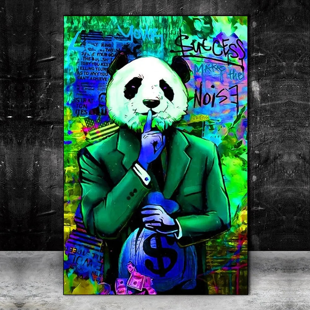 Touteladeco / Tableau Pop Art / Animaux / Panda / Décoration Murale / Décoration de maison / Moderne