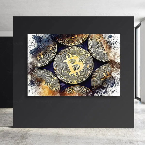 Touteladeco / Tableau Art / Bitcoin / Luxe / Décoration Murale / Décoration de maison / Moderne