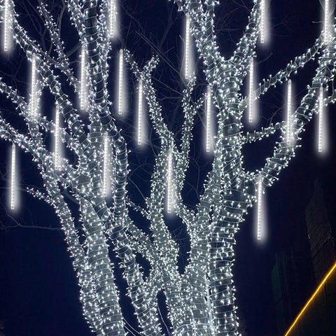 Noël / Guirlande pluie de météores à LED pour noël et nouvel an, décorations d'extérieur pour la maison.