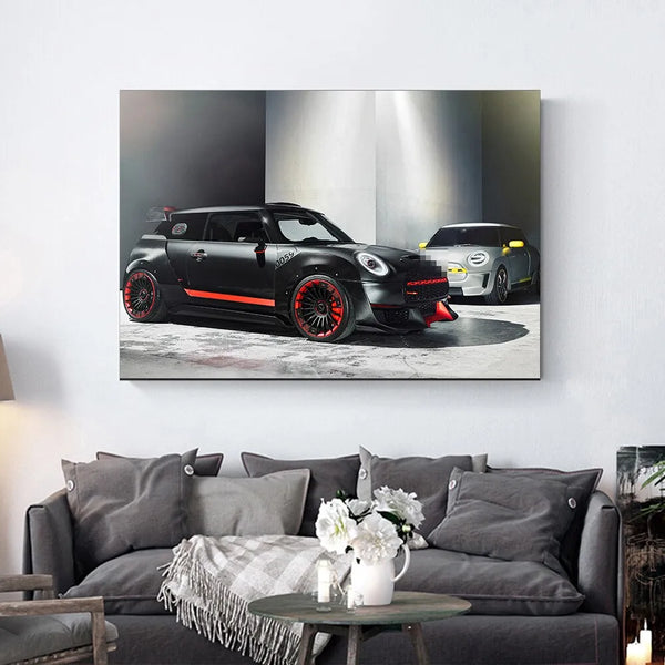 Touteladeco / Tableau Art / Voiture / Mini Cooper / Décoration Murale / Décoration de maison / Moderne