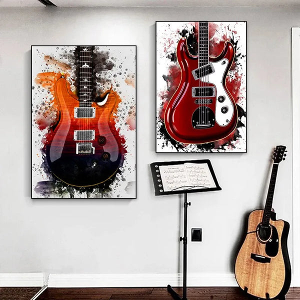 Touteladeco / Tableau Art / Musique / Guitare électrique / Décoration Murale / Décoration de maison / Moderne