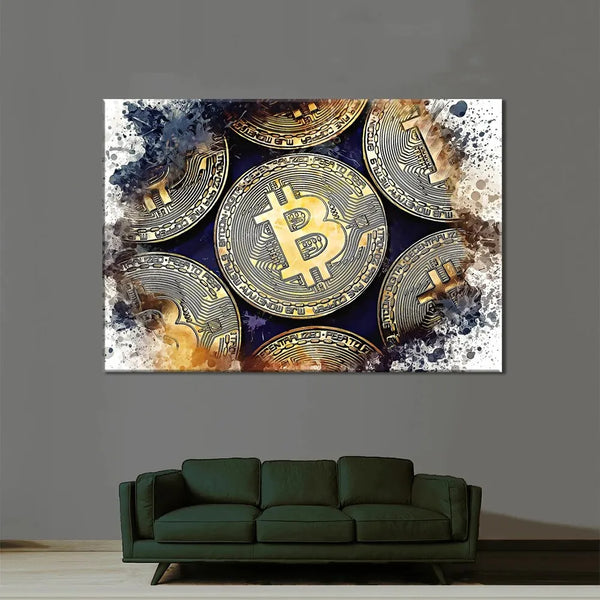 Touteladeco / Tableau Art / Bitcoin / Luxe / Décoration Murale / Décoration de maison / Moderne