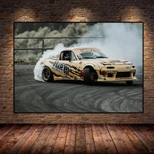 Touteladeco / Tableau Art / Voiture / Drift Race/ Décoration Murale / Décoration de maison / Moderne