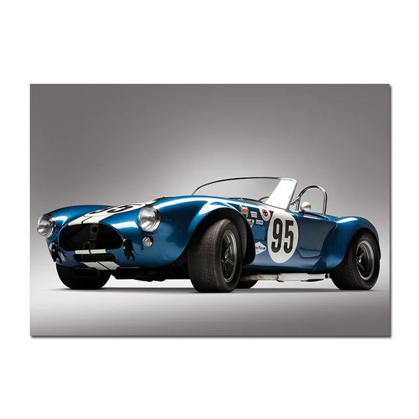 Touteladeco / Tableau Art / Voiture / Blue 1964 Cobra Roadster Retro / Décoration Murale / Décoration de maison / Moderne