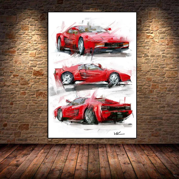 Touteladeco / Tableau Art / Voiture / Ferrari F40 / Décoration Murale / Décoration de maison / Moderne