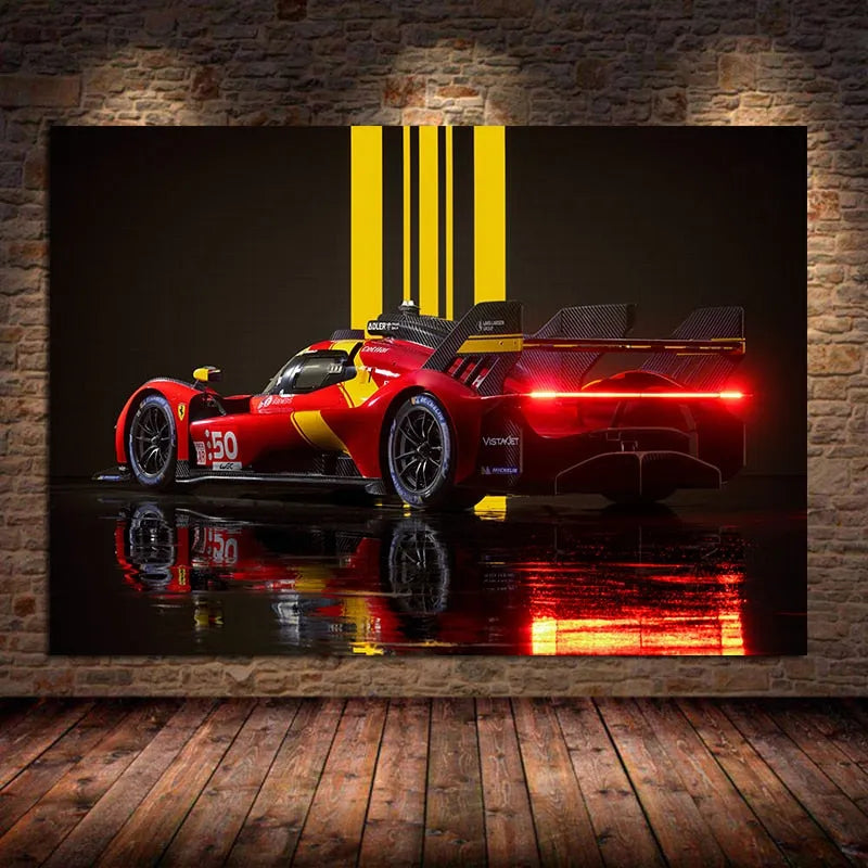 Touteladeco / Tableau Art / Voiture / Ferrari / 499P / Le Mans / Décoration Murale / Décoration de maison / Moderne
