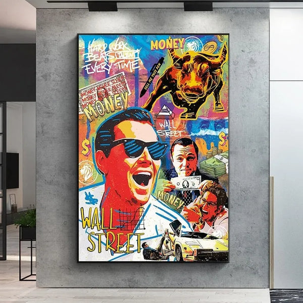 Touteladeco / Tableau Art / Films / Loup De Wall Street / Graffiti / Décoration Murale / Décoration de maison / Moderne