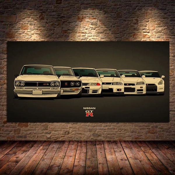 Touteladeco / Tableau Art / Voiture / Nissan Skyline GTR / Décoration Murale / Décoration de maison / Moderne