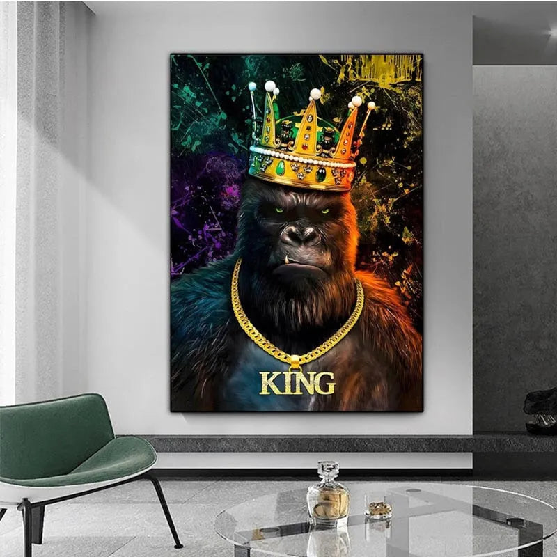 Touteladeco / Tableau Pop Art / king / Gorille / Décoration Murale / Moderne