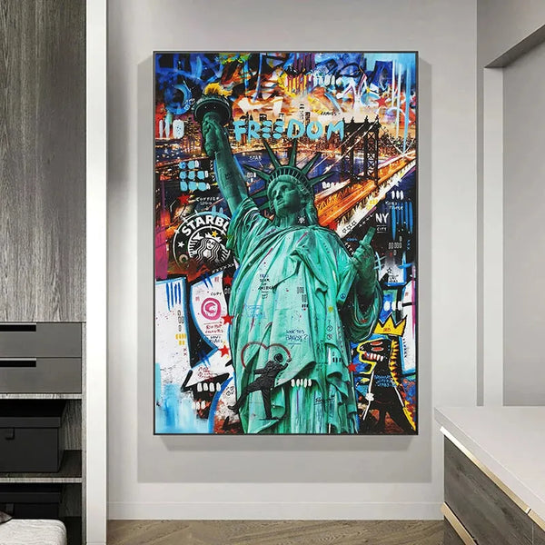 Touteladeco / Tableau Pop Art / Statue de la liberté / Décoration Murale / Décoration de maison / Moderne