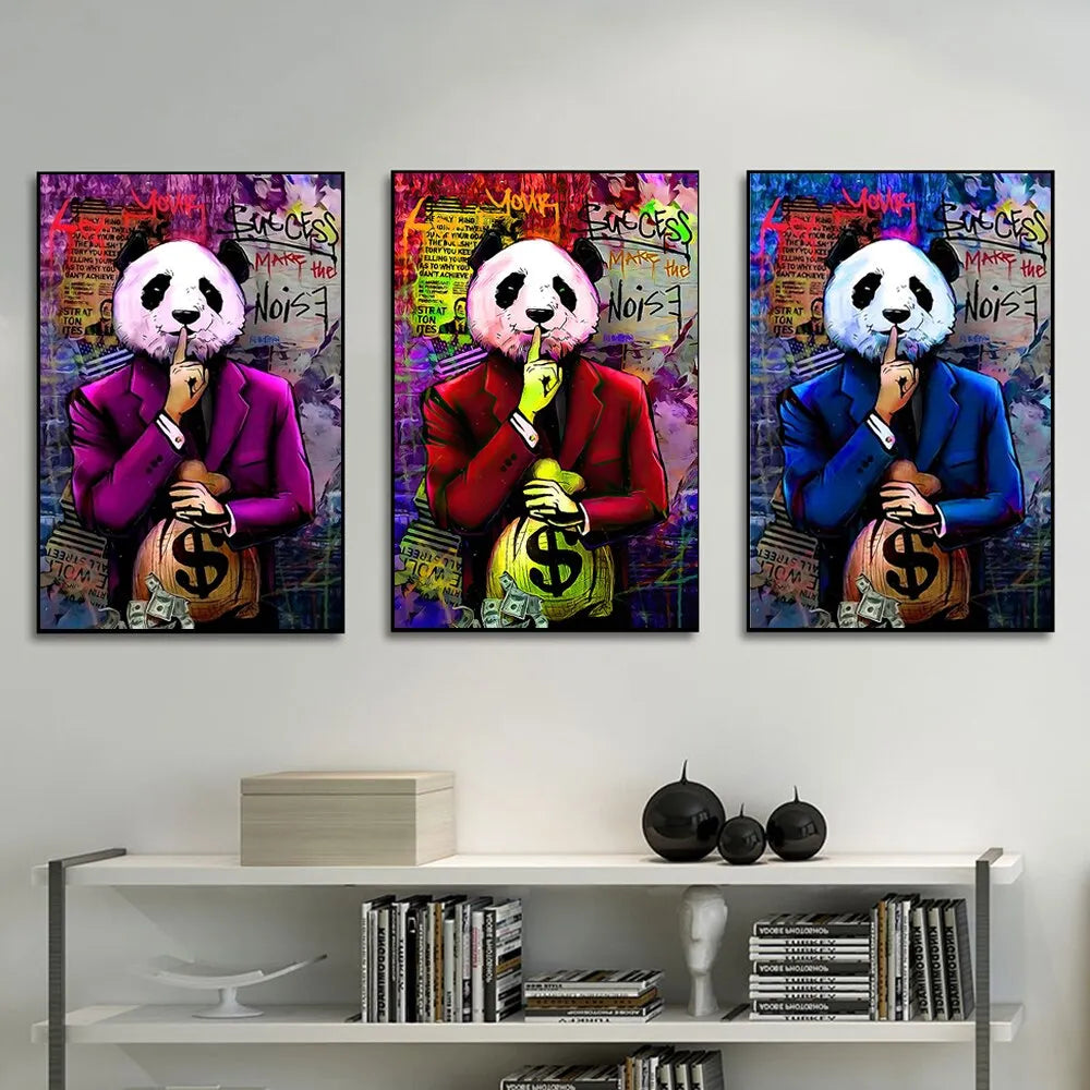 Touteladeco / Tableau Pop Art / Animaux / Panda / Décoration Murale / Décoration de maison / Moderne