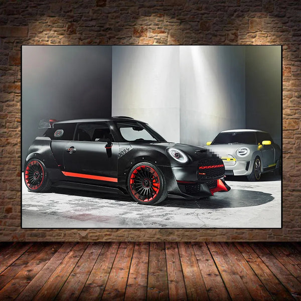 Touteladeco / Tableau Art / Voiture / Mini Cooper / Décoration Murale / Décoration de maison / Moderne