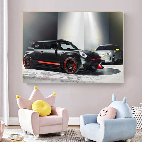 Touteladeco / Tableau Art / Voiture / Mini Cooper / Décoration Murale / Décoration de maison / Moderne