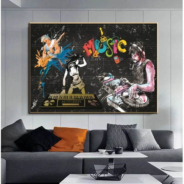 Touteladeco / Tableau Art / Musique / DJ / Graffiti / Décoration Murale / Décoration de maison / Moderne