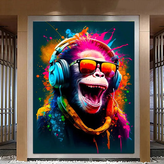 toile / singe / animaux / graffiti / dj / casque / tableaux  / decoration