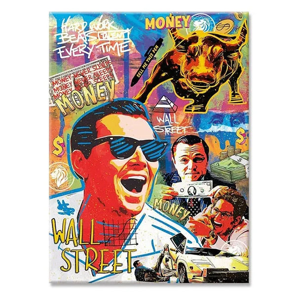 Touteladeco / Tableau Art / Films / Loup De Wall Street / Graffiti / Décoration Murale / Décoration de maison / Moderne