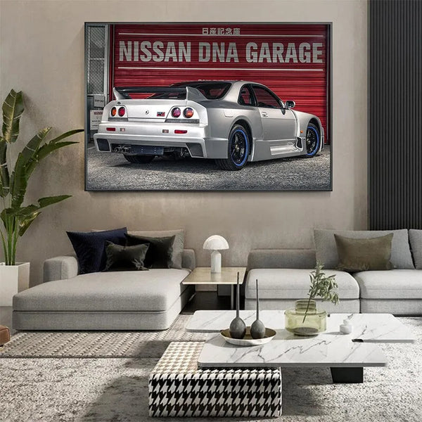 Touteladeco / Tableau Art / Voiture / Supercar Nissan GTR / Décoration Murale / Décoration de maison / Moderne