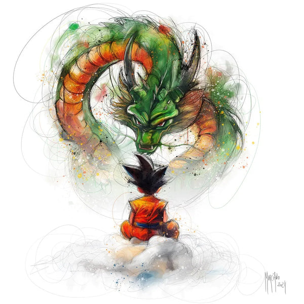 Touteladeco / toile / Tableau / Manga / Anime / Dragon Ball / DBZ / Patrice Murciano / Decoration / Idee Cadeau / Anniversaire / Sangoku / Songoku / Ramen / Decoration Murale / Salon / Chambre / Shenron / Boule de Cristale