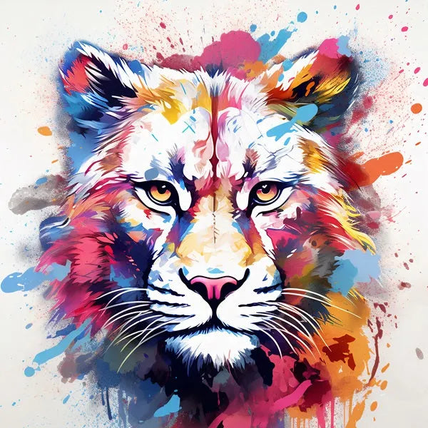 Touteladeco / Tableau Pop Art / Animaux / Décoration Murale / Décoration de maison / Moderne / Toile / Pop Art / Tigre / Felin / Rose