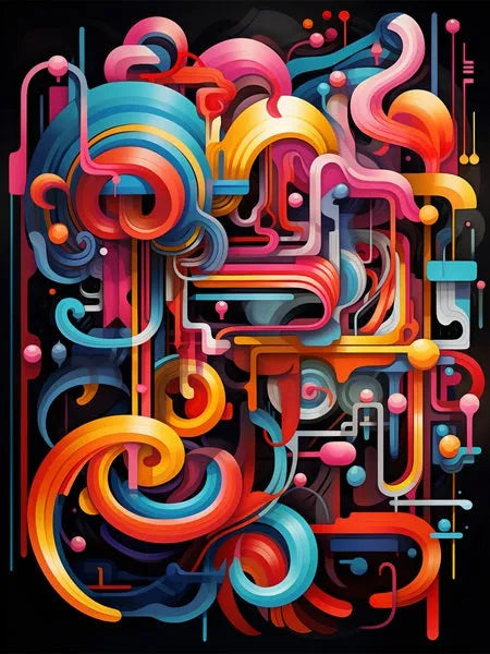 Touteladeco / Tableau Art / Abstrait / Couleurs / Explosions / Graffiti / Deejay / Graffiti / Pop Art / Décoration Murale / Décoration de maison / Moderne / Toile / Labyrinthe