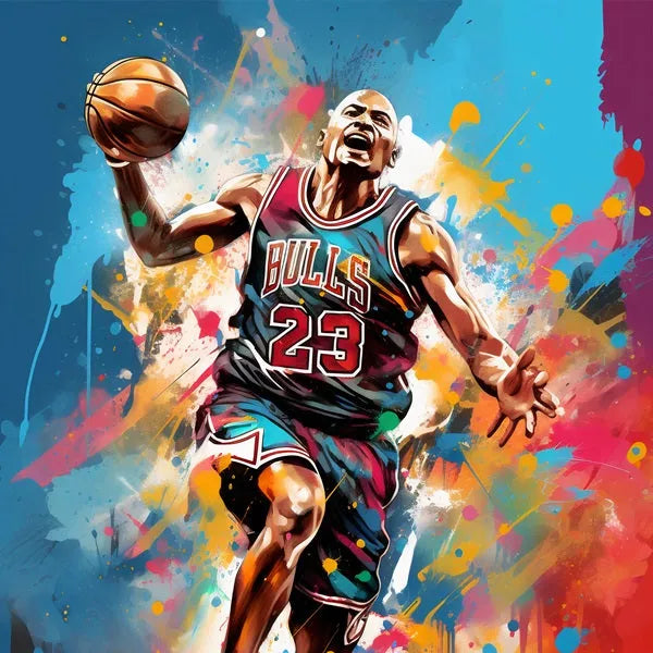 Touteladeco / Toile / Tableau / Decoration Salon / Chambre / Sport / Basket / Ballon / Cadeau / Graffiti / Chicago Bulls / Jordan / Air / Dunk