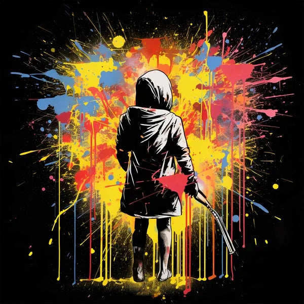 Touteladeco / Tableau Art / Banksy / Street Art / Garçon Capuche / Graffiti / Pop Art / Décoration Murale / Décoration de maison / Moderne / Toile