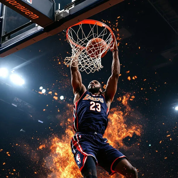 Touteladeco / Toile / Tableau / tableau basketteur / dunk en feu / toile déco sport / poster NBA / art urbain / déco chambre ado / tableau basket moderne / toile basketball / déco sportive homme