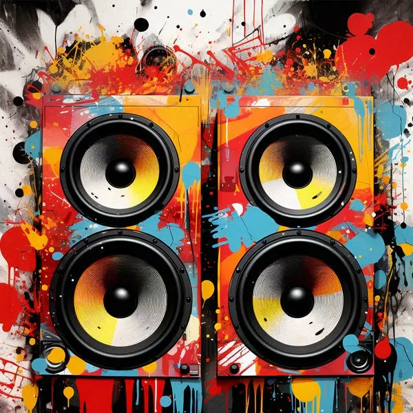 Touteladeco / Tableau Art / Casque / Musique / DJ / Deejay / Graffiti / Pop Art / Décoration Murale / Décoration de maison / Moderne / Toile / Enceinte / Cadeau