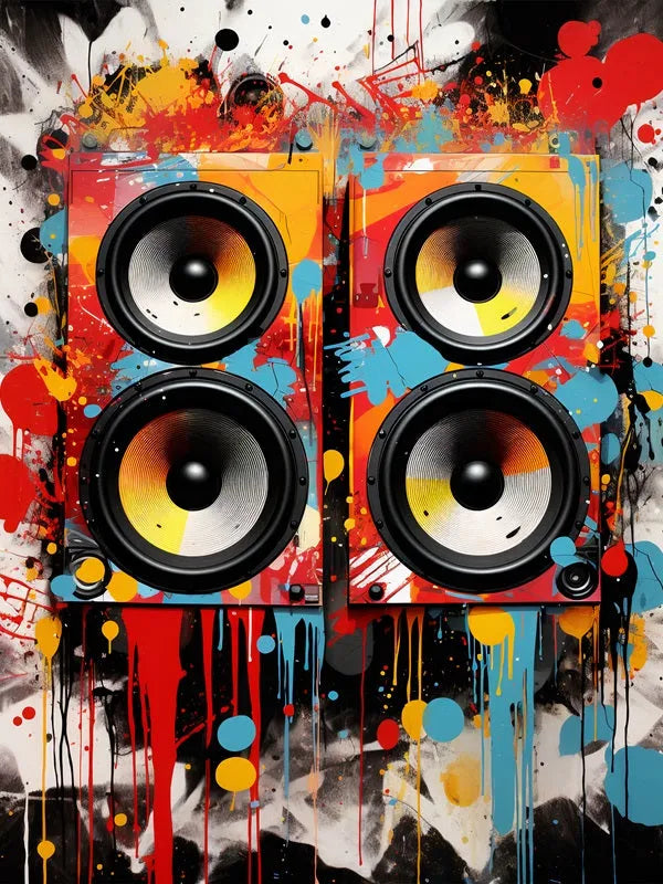 Touteladeco / Tableau Art / Casque / Musique / DJ / Deejay / Graffiti / Pop Art / Décoration Murale / Décoration de maison / Moderne / Toile / Enceinte / Cadeau