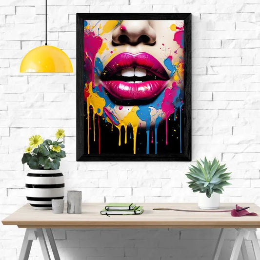 Touteladeco / Tableau Art / Street Art / Bouche / Femme / Glamour / Graffiti / Pop Art / Décoration Murale / Décoration de maison / Moderne / Toile