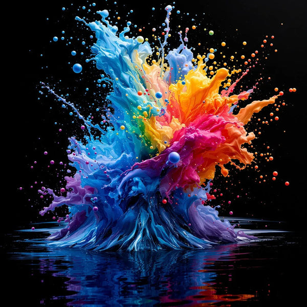 Touteladeco / Toile / Tableau / tableau moderne / toile colorée / splash peinture / déco artistique / explosion de couleurs / art contemporain dynamique