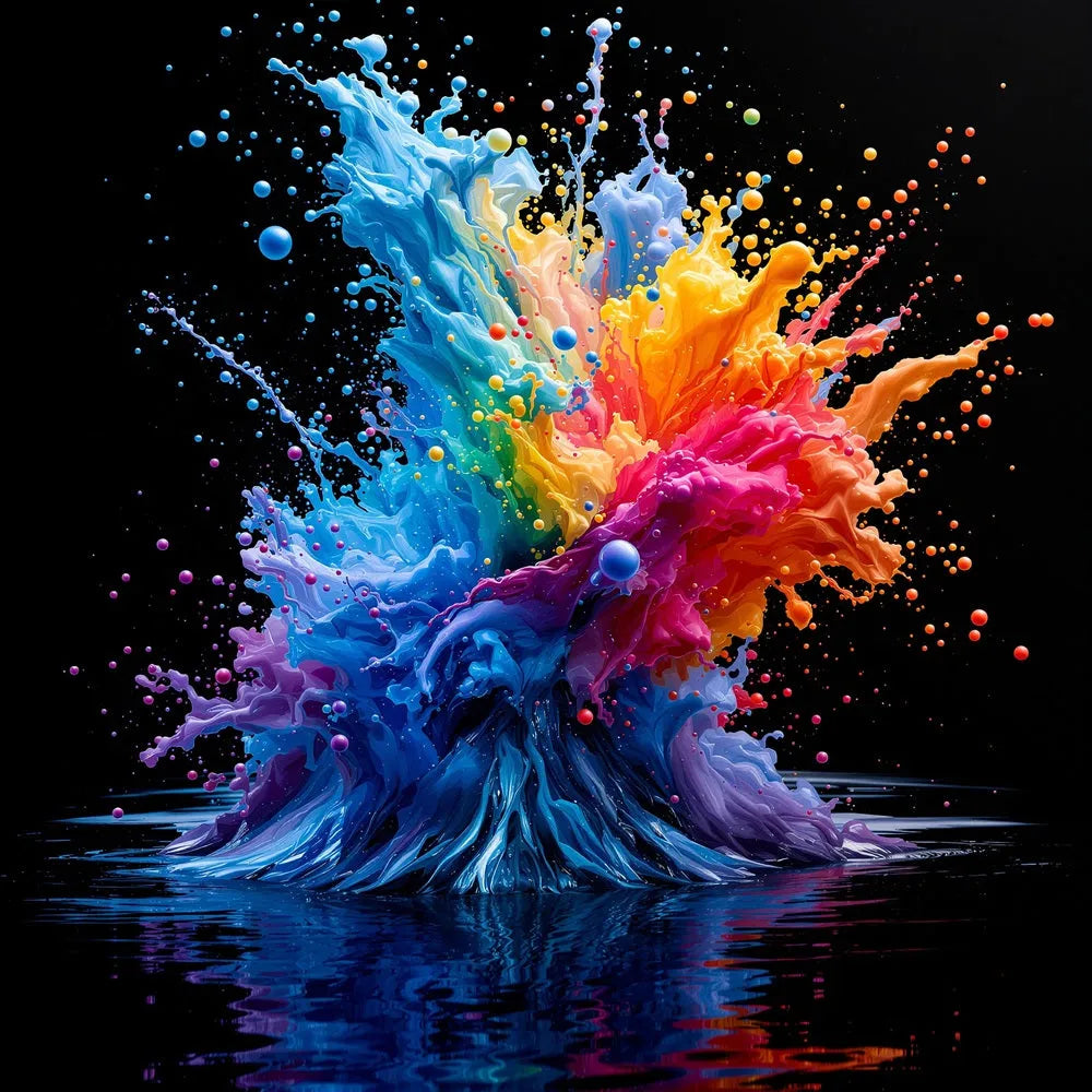 Touteladeco / Toile / Tableau / tableau moderne / toile colorée / splash peinture / déco artistique / explosion de couleurs / art contemporain dynamique