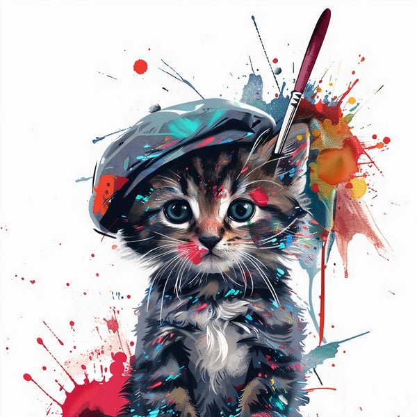 Toile - Animaux - Pop Art - Chat Peintre