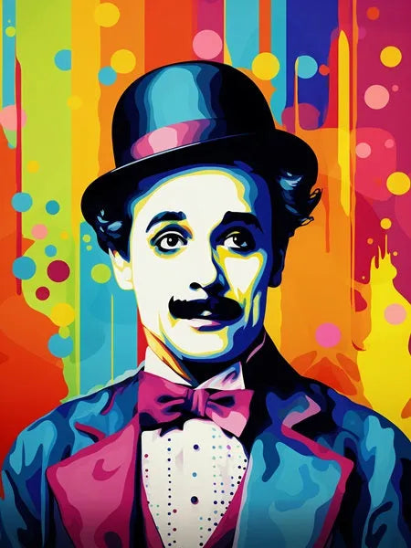 Touteladeco / Tableau Art / Films / Charlie Chaplin / Pop Art / Décoration Murale / Décoration de maison / Moderne / Graffiti / Toile