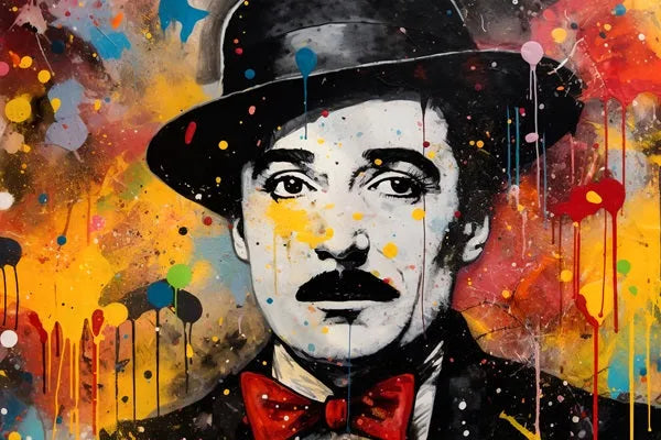 Touteladeco / Tableau Art / Films / Charlie Chaplin / Pop Art / Décoration Murale / Décoration de maison / Moderne / Graffiti / Toile