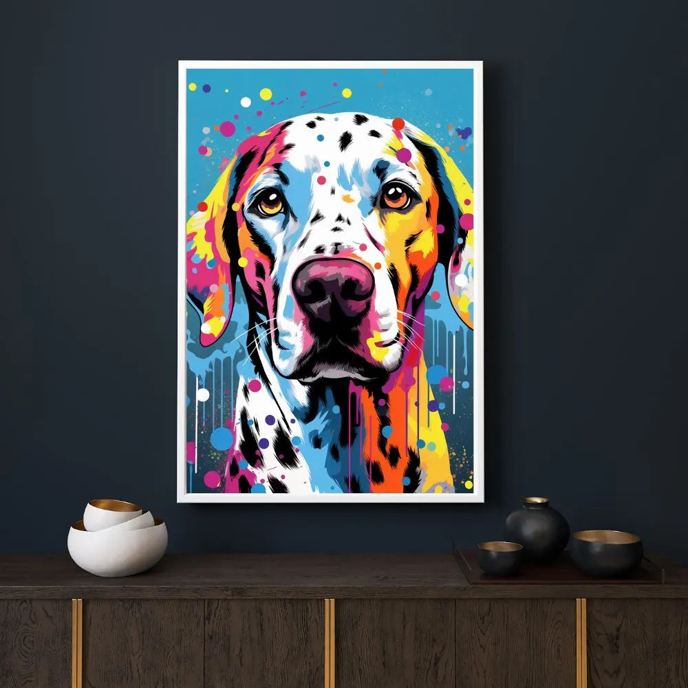 Touteladeco / Toile / Tableau /  tableau chien / pop art / art mural coloré / décoration intérieure / toile chien moderne / street art / dalmatien déco / art urbain