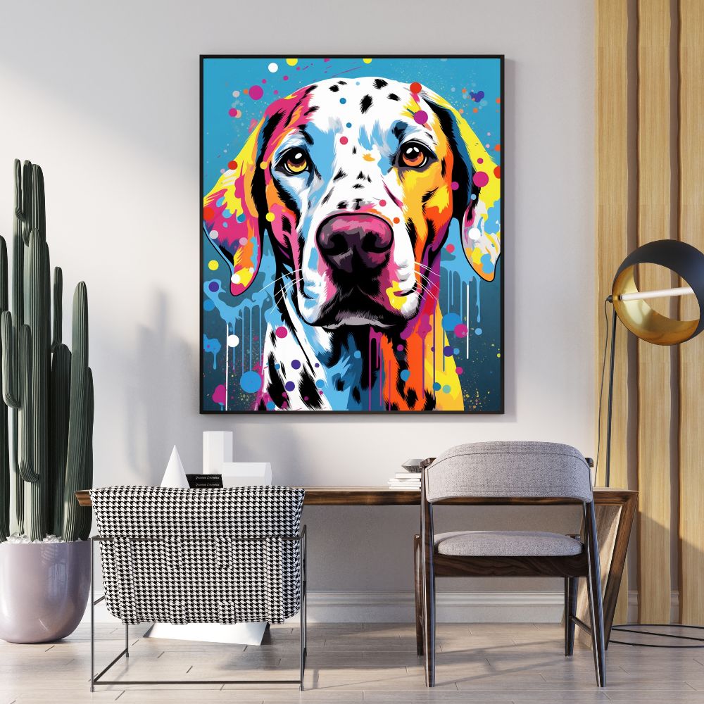 Touteladeco / Toile / Tableau /  tableau chien / pop art / art mural coloré / décoration intérieure / toile chien moderne / street art / dalmatien déco / art urbain