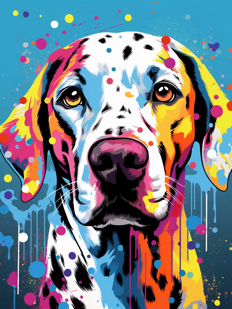 Touteladeco / Toile / Tableau /  tableau chien / pop art / art mural coloré / décoration intérieure / toile chien moderne / street art / dalmatien déco / art urbain