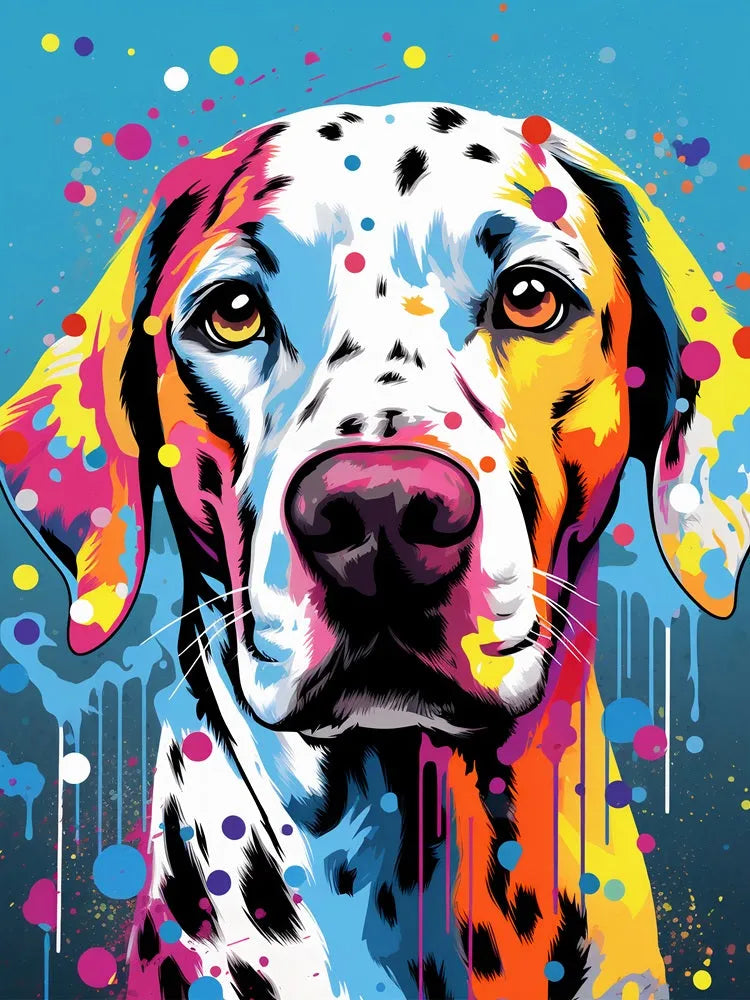 Touteladeco / Toile / Tableau /  tableau chien / pop art / art mural coloré / décoration intérieure / toile chien moderne / street art / dalmatien déco / art urbain