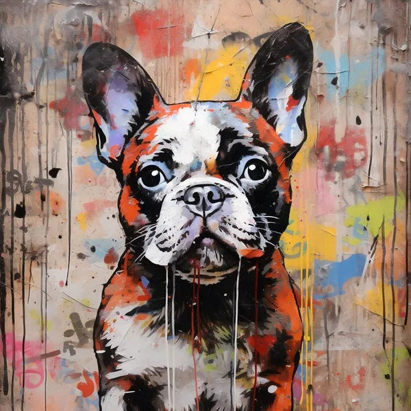 Touteladeco / Tableau Pop Art / Animaux / Chien / Décoration Murale / Décoration de maison / Moderne / Toile / Pop Art / Bouledogue