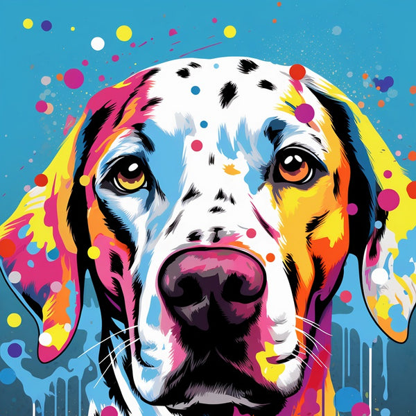 Touteladeco / Toile / Tableau /  tableau chien / pop art / art mural coloré / décoration intérieure / toile chien moderne / street art / dalmatien déco / art urbain