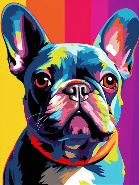 Touteladeco / Tableau Pop Art / Animaux / Chien / Décoration Murale / Décoration de maison / Moderne / Toile / Pop Art / Bouledogue