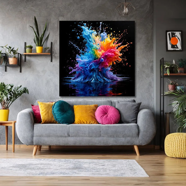 Touteladeco / Toile / Tableau / tableau moderne / toile colorée / splash peinture / déco artistique / explosion de couleurs / art contemporain dynamique