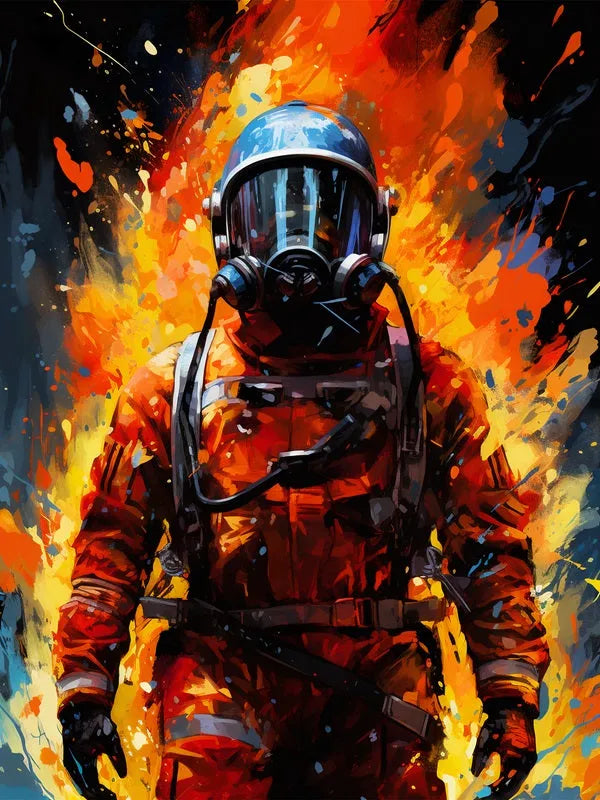 Touteladeco / Cadeau / Toile / Tableau / Cadre / Decoration / Salon / Pop Art / Pompiers / Feu / Heros / Camion