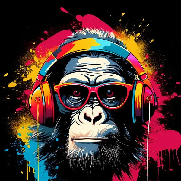 Toile - Animaux - Pop Art - Singe DJ Gang
