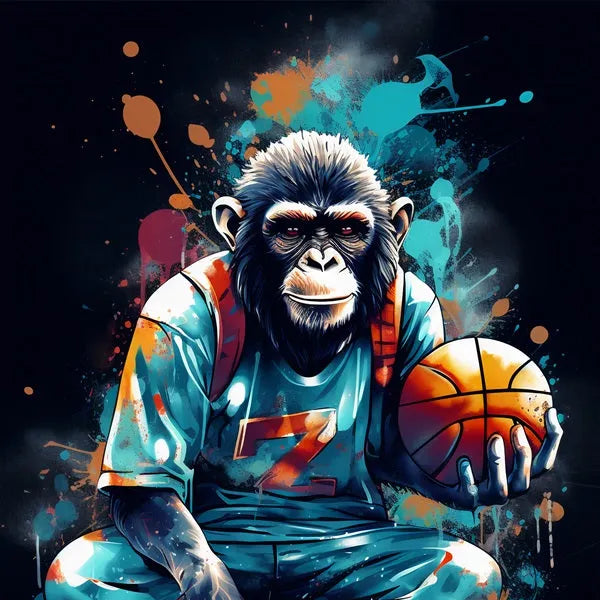 Touteladeco / Tableau Pop Art / Singe / Décoration Murale / Moderne / Pop Art / Couleur / Graffiti / Toile / Tableau / Sport / Cadeau / Basket / Ballon