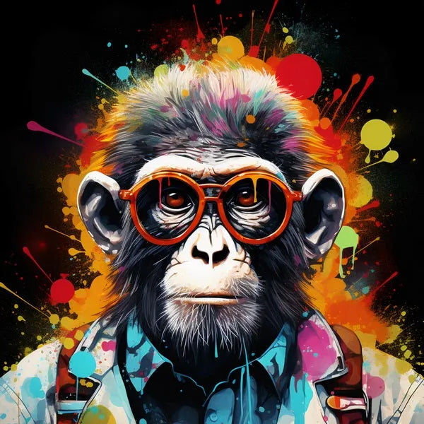 toile / singe / animaux / graffiti / Lunettes / Sac à dos / Veste / Etudiant / Tableau / Decoration / Touteladeco / Salon