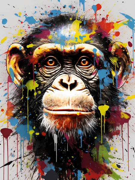 Touteladeco / Tableau Pop Art / Singe / Décoration Murale / Moderne / Pop Art / Couleur / Graffiti / Toile / Tableau